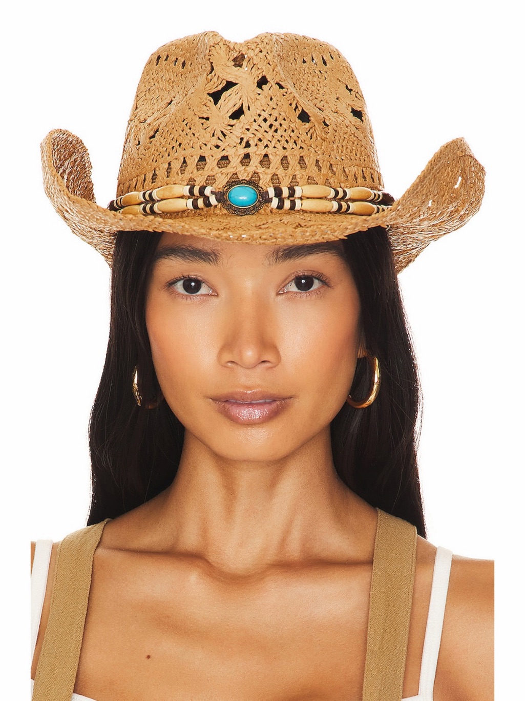 8 Other Reasons Coastal Cowboy Cowgirl Boho Western Straw Beaded Beach Hat Nwot